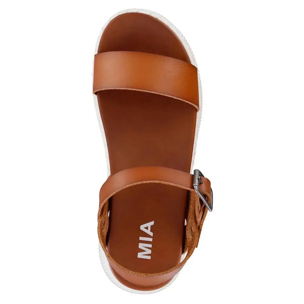 MIA Cognac Platform Sandals with White Sole